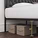 Keyluv Queen Upholstered Canopy Bed Frame with 2 Drawer and Button Tufted Headboard Metal Platform Bed with 4 Removable Posts Two-Purpose Velvet Bed No Box Spring Needed Dark Grey/Curtain Not Included