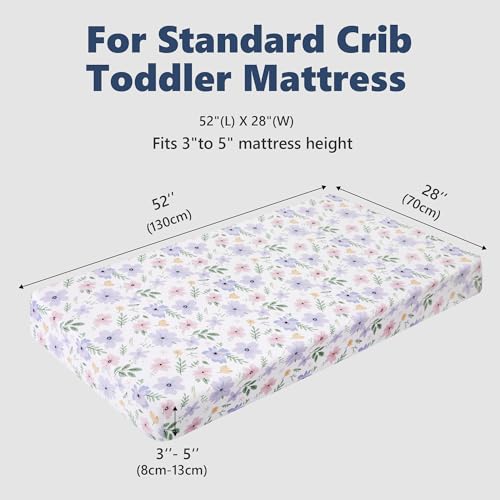 Image of TILLYOU Baby Crib Sheets for Boys Girls, Super Soft Toddler Bed Sheets, 2 Pack Sheets for Standard Crib Mattress 28x52in, Brilliant Little Flowers