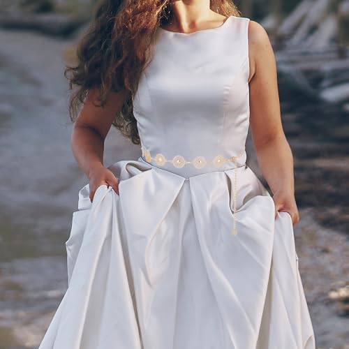 2Pcs Western Metal Concho Belt for Women, Hollow Out Adjustable Boho Waist Chain Western Chain Belt for Cowgirl Belts Dresses Jeans4