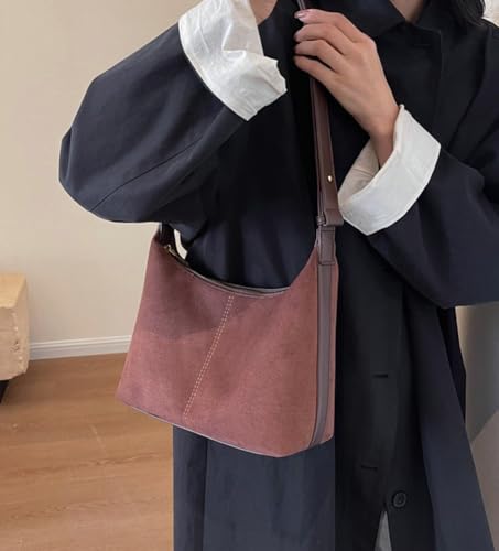 Image of Chic Hobo Bags for Women Suede Sling Bags for Women Slouchy Shoulder Bag Crossbody Purses Handbags for Everyday Wear