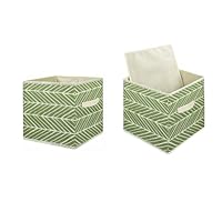 Holdfiturn 2Pcs Cube Storage Boxes 28x28x28cm Foldable Kallax Storage Cubes with Handles Collapsible Baskets Toy Bins Fabric Organisiers Containers for Kallax Unit Shelf (Light Green)