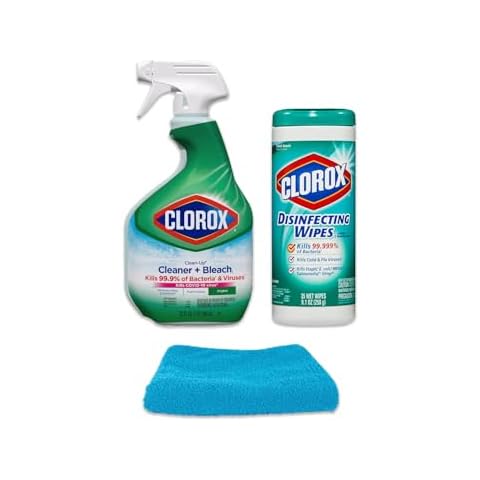 Aserson Bundle Clean-Up All-Purpose Cleaner Plus Bleach, 32 fl-oz + Disinfecting Wipes, Bleach Free Cleaning Wipes, Fresh Scent, 35 Count Bundle with Microfiber Cleaning Cloth (Package May Vary) Cover