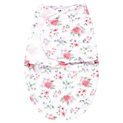 Image of Hudson Baby Infant Girl Plush Faux Fur Swaddle Wrap, Vintage Floral, 0-3 Months