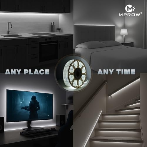 Image of MPROW 3 Meter LED Rope Light | 120 LEDs /Meter Waterproof Strip Light | White Light for False Ceiling, Diwali, Balcony & Indoor Decoration | Plug n Play Flexible Decorative Light