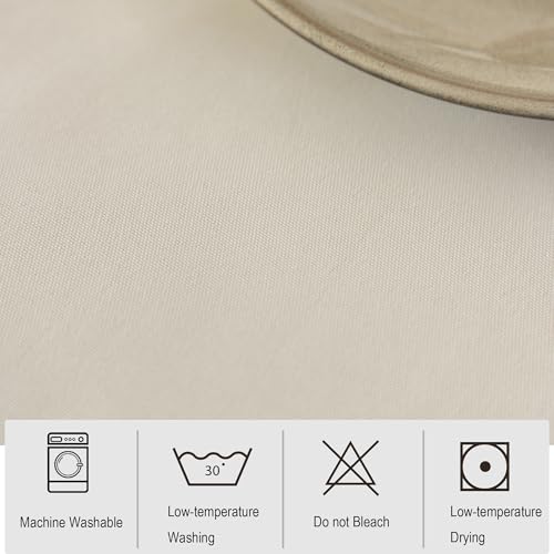 Kunxufi Beige Rectangle Tablecloth 60 x 84 Inch Washable Solid Polyester Fabric Table Cloth Reusable Wrinkle Resistant Decorative Table Cover for Dining Camping Party and Wedding by Kunxufi - Used condition - Image 7