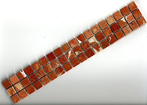 Cenefa de mosaico de 30 x 5 cm, piedra natural, azulejos rojo Alicante para baño o ducha B660