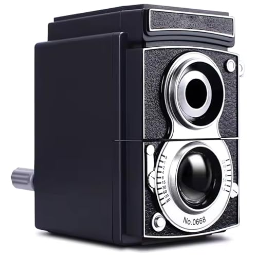 sacapuntas de manivela..Sacapuntas retro, lápiz de cámara estilo retro rodillo de mano ajustable herramienta de afilado manual negro, cámara