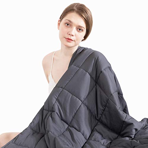 Beauty Kate Weighted Blanket 15 Pounds - 60 x 80 inch Queen, 100% Cotton Weighted Blankets with Glass Beads, Adults Heavy Blanket Grey