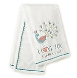 Levtex Baby - Fiona Plush Blanket - Embroidered Birds and Flowers on Pink Plush - Pink, Teal, White - Nursery Accessories - Blanket Size: 30 x 40 in.