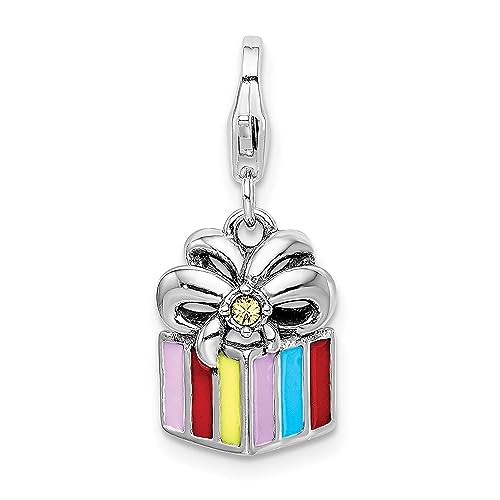Million Charms 925 Silver Amore La Vita Yellow Swarovski Crystals Enameled Present Bracelet Charm w Clasp
