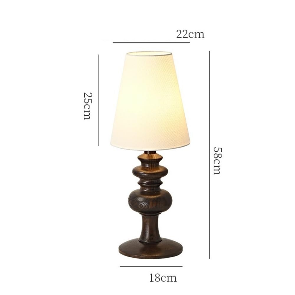 Lampa biurkowa Antyczna lampa stołowa do sypialni, stolika nocnego, hotelu, drewniana dekoracja(Brown)