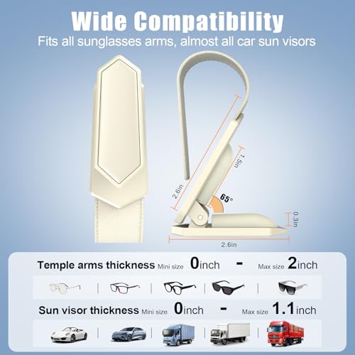Image of Veharvim One-Handed-Operation Sunglasses Holder for Car, Visor Sunglass Holder Clip, Car Accessories Interior, Universal Fit Silicone Padded Visor Sunglass Holder Car, Unmatched Durability (2 Pack)