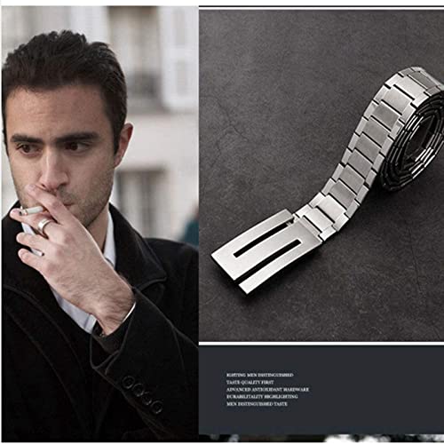 Yjsg Metal Belt For Men,Stainless Steel Belt Fashion Outdoor Jeans Mountaineering Punk Goth Belt,Silver,110Cm/43.3'' #TOP3