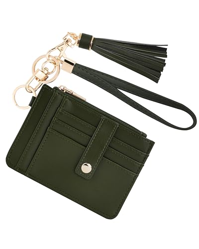 Image of KNGITRYI Small Wristlet Wallets for Women RFID Credit Card Holder Wallet Keychain Wristlet Wallet Credit Card Wallets for Women (Olive Green)