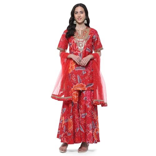 Image of BIBA Women Polyester Straight Suit Set