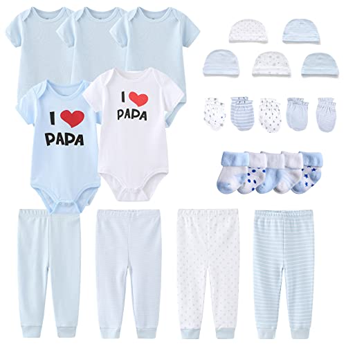 Image of MAMIMAKA Newborn Layette Gift Set Bodysuits Pants for Baby Girl and Boy 24 Piece 100% Cotton Essentials and Accessories