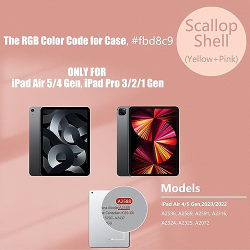 Miieadoo iPad Air 11 インチ ケース (M2)2024-5th/4th Gen Case（2022/2020）10.9インチ透明バックカバ用自動 ウェイクアップ/オートスリープペン収納 耐衝撃 軽量 薄型 三つ折り スタンド スマートカバー（ピンク