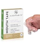 Sleep Habits 64PC Hypoallergenic Mouth Tape for Sleeping, Sleep Strips to Stop Snoring, CPAP Tape, B