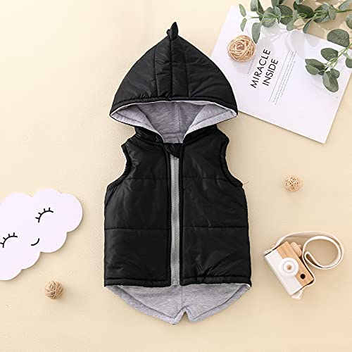 Toddler Baby Boys Girls 3D Dinosaur Puffer Vest Cotton Lined Sleeveless Hooded Jacket Kids Fall Winter Waistcoat2