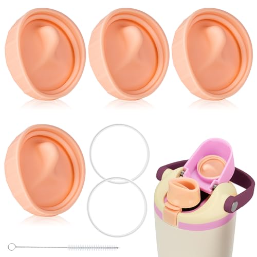 7PCS Rubber Seal Replacement for Owala FreeSip Sway 30oz 40oz, Silicone Stopper & Gasket Rings & Brush 3-in-1 Set Replacement Plug Mouth Lid Cap Top Accessories for Owala Free Sip Sway(Pink Set)