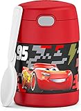 THERMOS FUNTAINER Insulated Food Jar, 10 Ounce, Kid Friendly Food Jar with Foldable Spoon, Cars