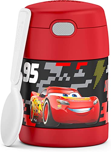 Image of THERMOS FUNTAINER Insulated Food Jar, 10 Ounce, Kid Friendly Food Jar with Foldable Spoon, Cars