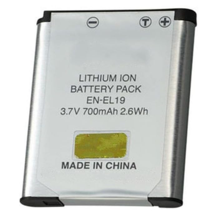 Image of Rechargeable Camera Battery Compatible with Nikon EN-EL19 | 3.7V 700mAh 2.6Wh Li-Ion Replacement Battery for Nikon Digital Cameras | Reliable Power Backup