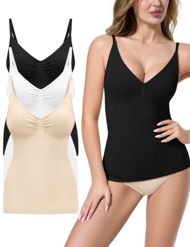 Image of EUYZOU Womens Tummy Control Shapewear Tank Tops Seamless V-Neck Compression Tank Tops Body Shaper Camisole