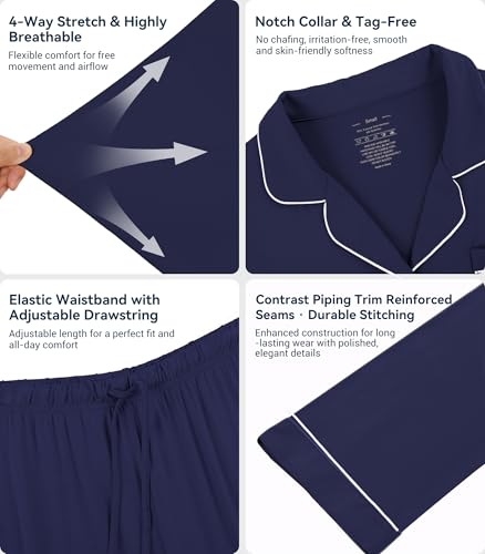 Image of WiWi Viscose from Bamboo Women's Pajamas Set Super Soft Button Down Top and Pants Sleepwear Cooling Pjs S-3X