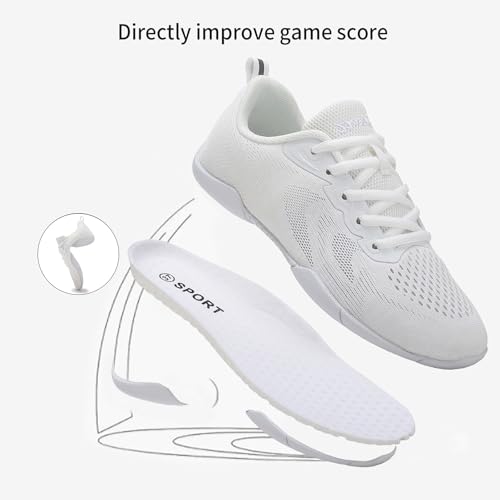 Image of Cheer Shoes Girls White Cheerleading Team Lightweight Breathable Flexible Tumbling Dancing Training Tennis Walking Youth Competition Sneakers Women