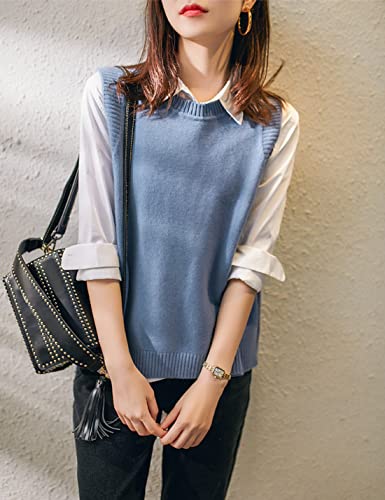 Mingzhu Womens Sleeveless Round Neck Pullover High Low Ribbed Knit Sweater Vest2