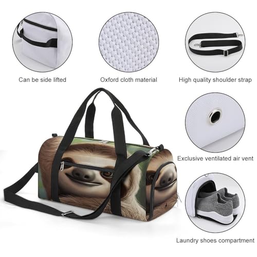 Gym Bag,Cute Sloth Gym Duffle Bag,sports Gym Bag,small Fitness Workout Sports Duffle Bag,gym Bag for Women And Men3