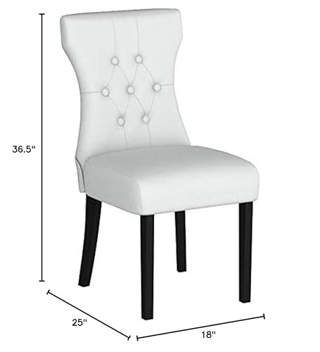 Modway Silhouette Modern Tufted Faux Leather Upholstered Parsons Two Dining Chairs In White #TOP5