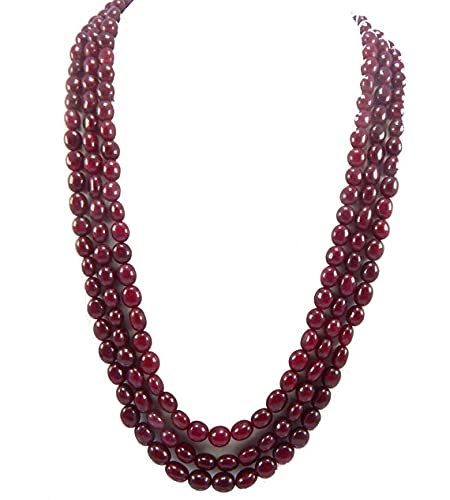 Collier quartz rubis LKBEADS : finis les bijoux ternes avec ces perles ovales éclatantes 3 rangs