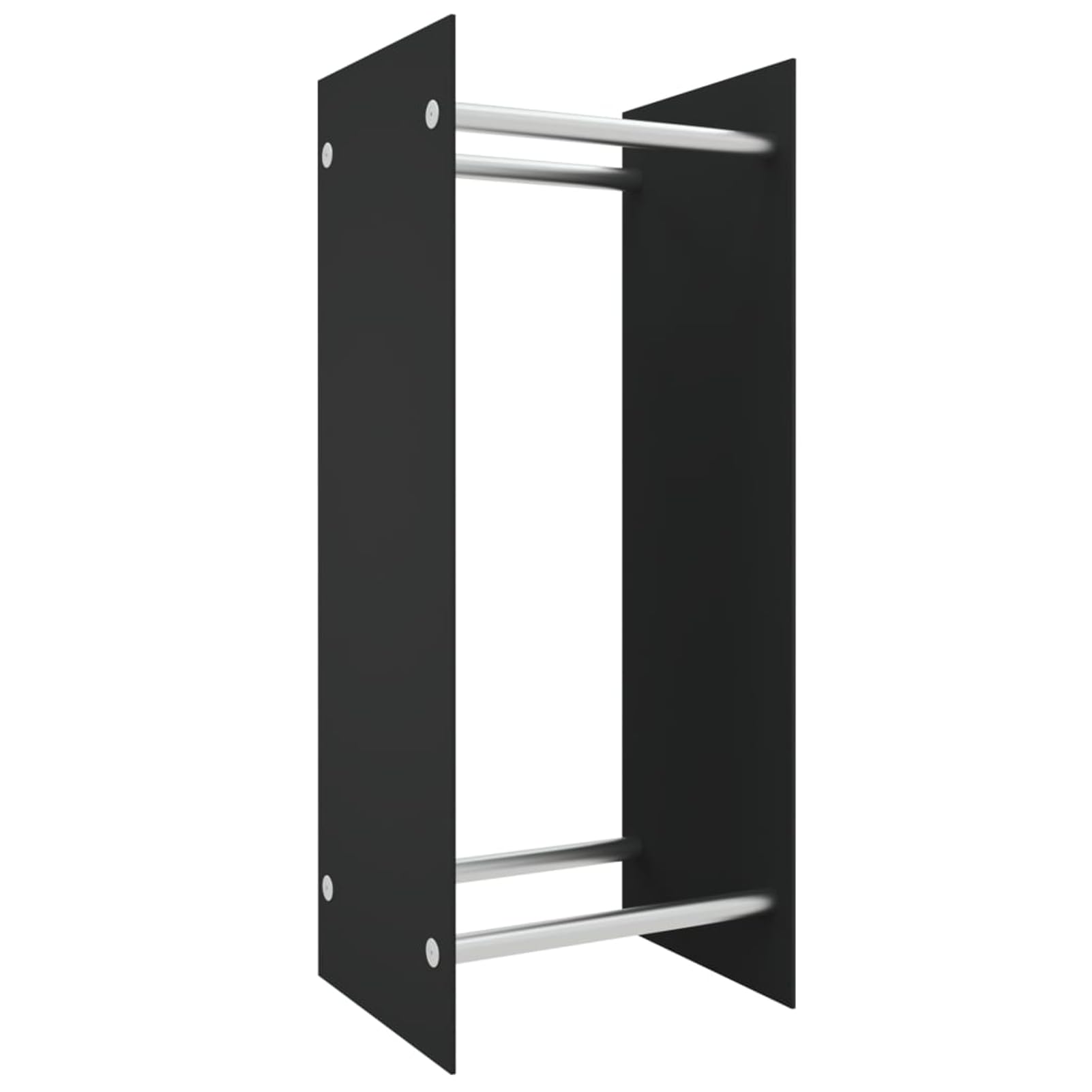 Gecheer Leñero De Interior I Soporte para Leña De Cristal Translúcido I Estantería De Almacenamiento De Acero Inoxidable o Metal - Templado Negro 40x35x100 cm