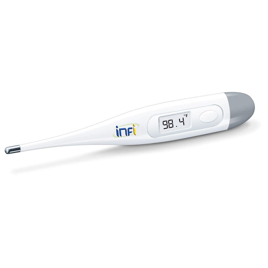 Infi Digital Thermometer With Quick Measurement of Oral & Underarm Temperature in Celsius & Fahrenheit, Water Proof for Easy Cleaning with One touch operation for Adult and Child-image-42