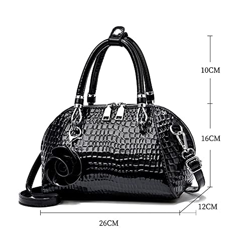 ® Women Handbag Snake Print Shoulder Bag Crocodile Leather Top Handle Handbag Rose Pendant Purse2