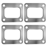 Vvluvva 4 Pcs T4 Turbo Gasket, Stainless Steel 4-Hole Turbocharger Exhaust Manifold Gasket Compatible with T04E T66 T70 GT35 GT40, High Temperature Universal Fit Intake Seal for Performance Vehicles