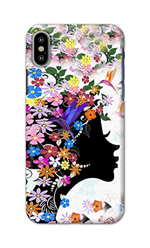 Image of Printed Hard Back Cover Case for Apple iPhone X | iPhone 10 | iPhone Xs | iPhone 10s Back Cover (Floral Hairstyle Girl) -1803