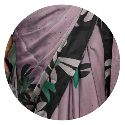 Image of MIRCHI FASHION Women Saree | Chiffon Rhinestone Embellished Floral Printed Office Sari with Blouse