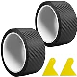 MOAZIFI 2 Rollen Carbon Folie, Auto Mit Dreieck Schabern, 5cmx5m Auto Einstiegsleisten Schutz Aufkleber, 3D Lackschutzfolie Auto Mit Abstreifer,Wasserdichter Kratzfest Lackschutzfolie Auto, Schwarz