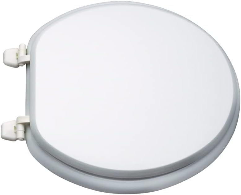 Rocky Mountain Goods Round Toilet Seat - White Molded Wood with Gloss Finish - Scratch Resistant - Plastic Hinges & Hardware - Fits Standard Round Toilet Bowls