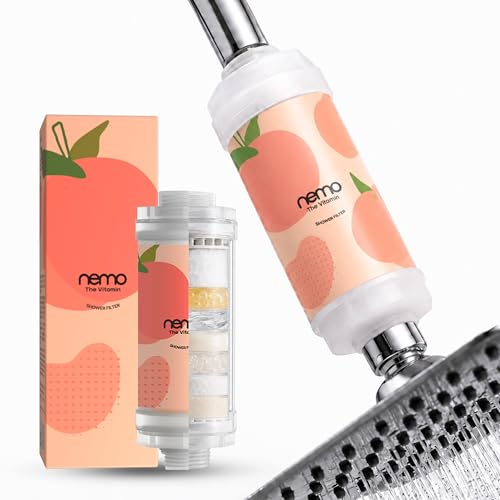 Image of NEMO Vitamin Shower Filter (Heart Peach) | Made in South Korea | Vitamin C + Glycerin Enriched | For Soft Skin & Smooth Hair | Advanced Chlorine & Rust Removal | De-stress with Aromatherapy