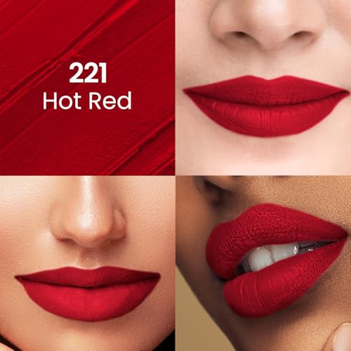 Image of Swiss Beauty Pure Matte Creamy Lipstick | Non-drying, Highly pigmented Lipstick | Shade- Hot Red, 3.8gm|