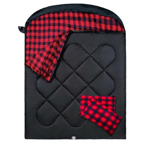 ShinHye Double Sleeping Bag for Adults with 2 Pillows, Camping Sleeping Bags Flannel Cotton 2 Person...