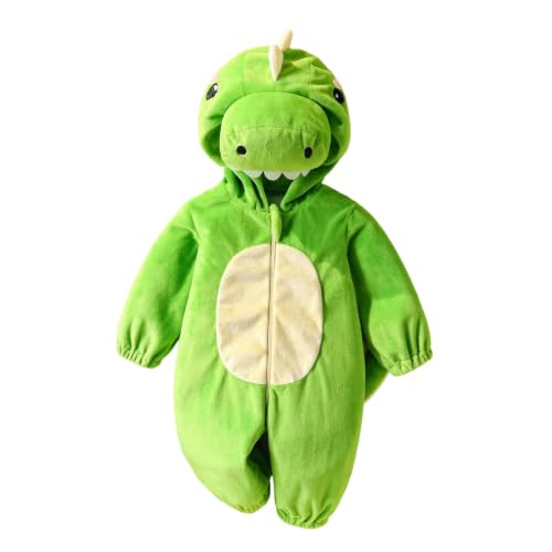 Babys Cartoon Dinosaur Costume Fleece Zip Up Long Sleeve Hooded Romper Cute - image 5