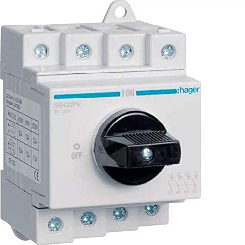 Hager Sistemas SB432PV Serie SB Interruptor Tetrapolar, 32A, 1000V Cover