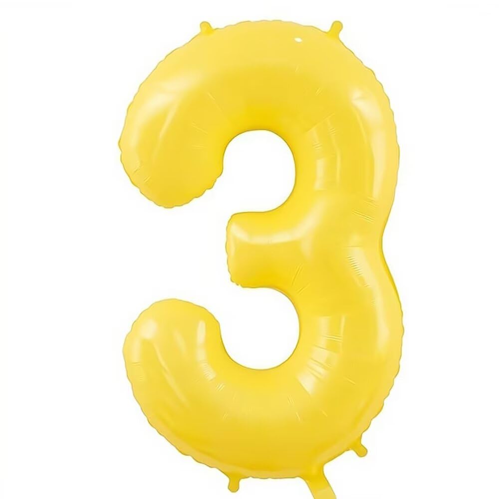 Number 3 Balloon Yellow Numbers Balloons 3 Birthday Party Foil Balloon 3 Deco Anniversary-100cm — image 1