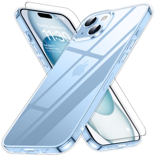 極美品⭐️SIMフリー　iPhone15 ケース付き 即発送 Amazon.co.jp: iphone15 用 ケース クリア 耐衝撃 ガラスフィル付き