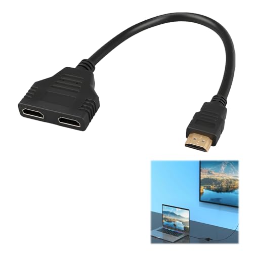 Hdmi Splitter 1 In 2 Out, Dual Hdmi Adapter 1080p HDmi Splitter Extended Display 2 Port HDmi Splitter Switcher for Monitors Full HD HDTV Blu-ray DVD Fire Stick PS3/4, Plug and Play